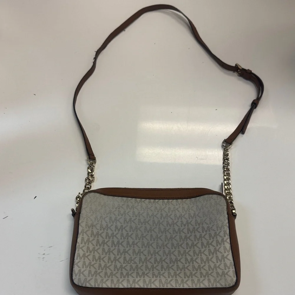 Michael Kors Tan and Cream Crossbody Bag